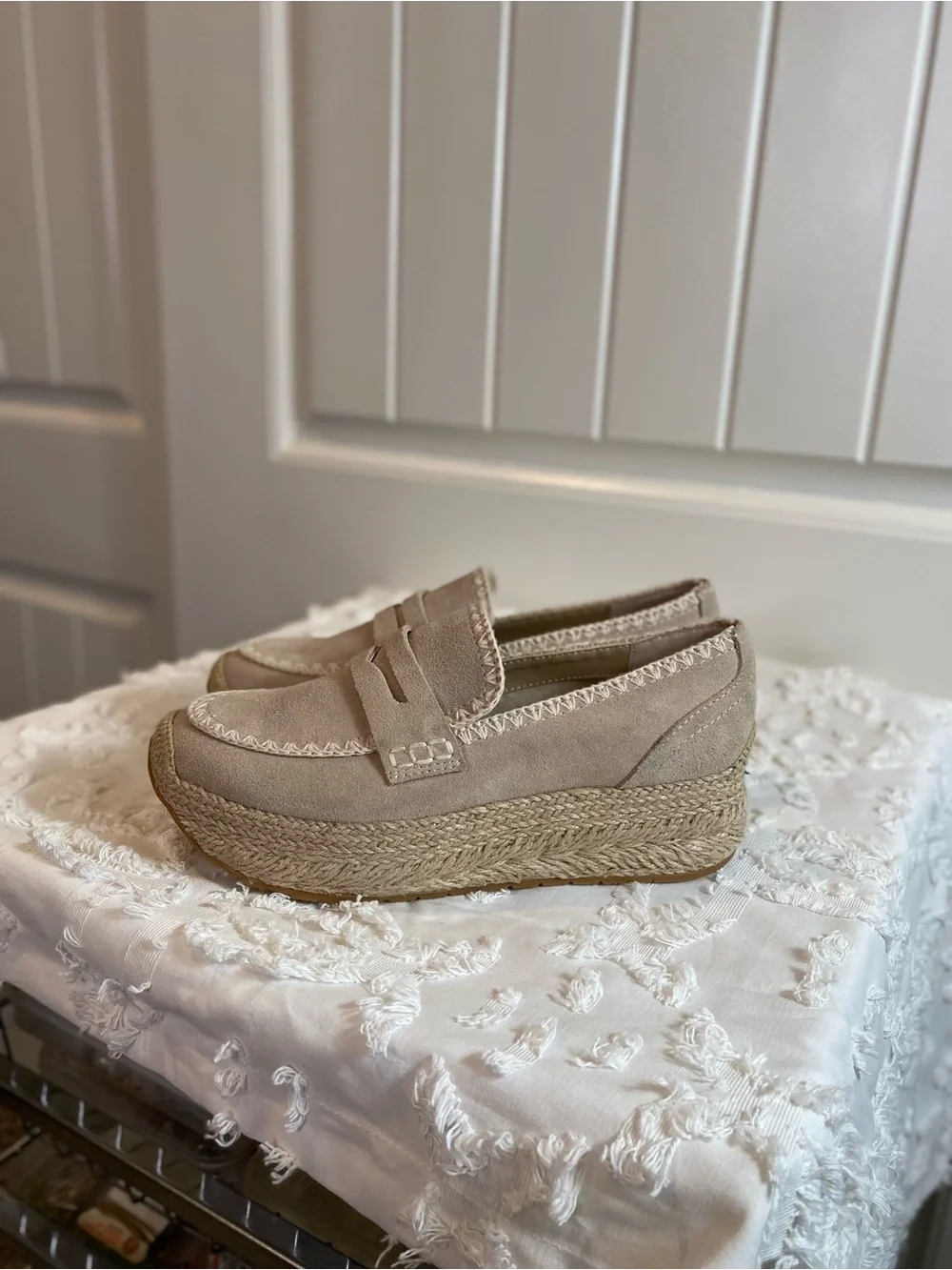 Dolce Vita Beige Suede Platform Loafers